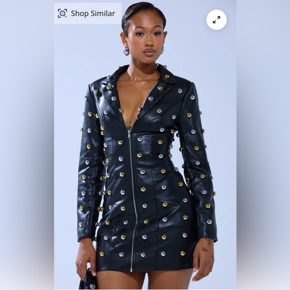 Studded Black Leather Dress